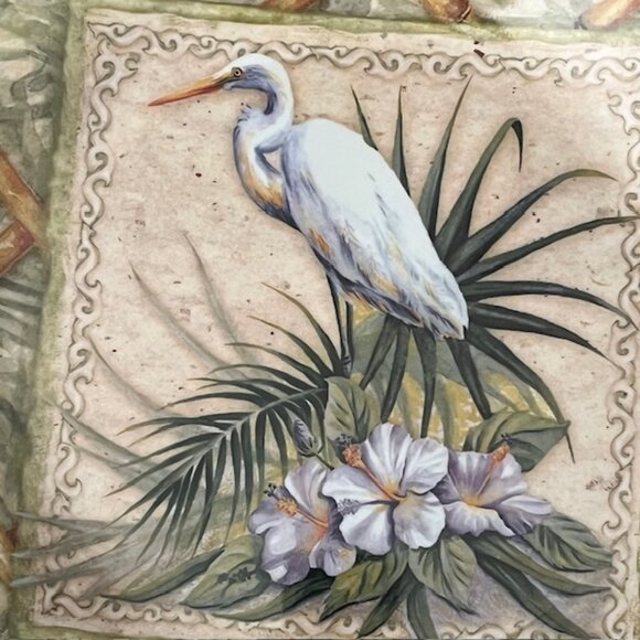 4 Melamine Dinner Plates with White Ibis Bird and Matching 8 Small Plates - Picture 4 of 7